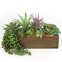 Artificial Succulent Arrangement in Planter Box