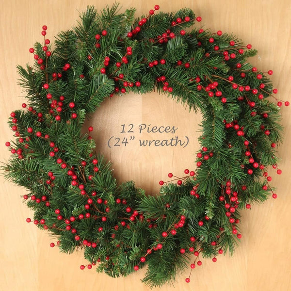 Red Waterproof Holly Berry Stems with 35 Lifelike Berries | 19-Inch |  Festive Holiday Decor | Trees, Wreaths, & Garlands | Christmas Berries |  Home 