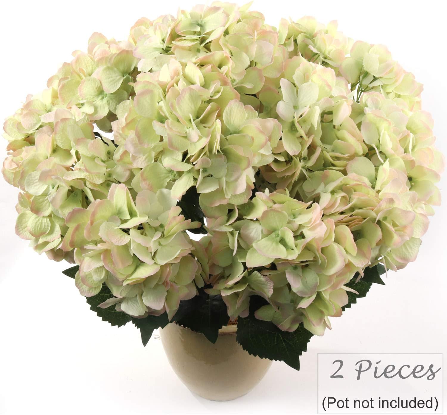 22" Artificial Hydrangea Bush - Vibrant Green & Pink Faux Floral Decor for Home and Garden, Floral Home by Artificial Flowers