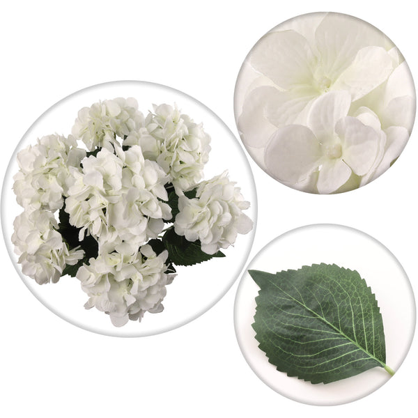 Artificial White Hydrangea Bush with 7 Silk Sprays ArtificialFlowers