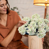 22-Inch White Pink Artificial Hydrangea Bush - Set of 7 Lifelike Heads - Versatile Decor for Weddings, Home, Arrangements, Wreaths - Premium Quality Silk Flower, Floral Home by Artificial Flowers