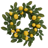 22" Lemon Wreath Handcrafted Summer Decor - 2 Pieces Set