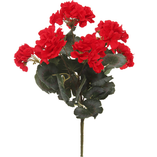 18" Red Geranium Bush Artificial Flowers for Home, Garden & Decor