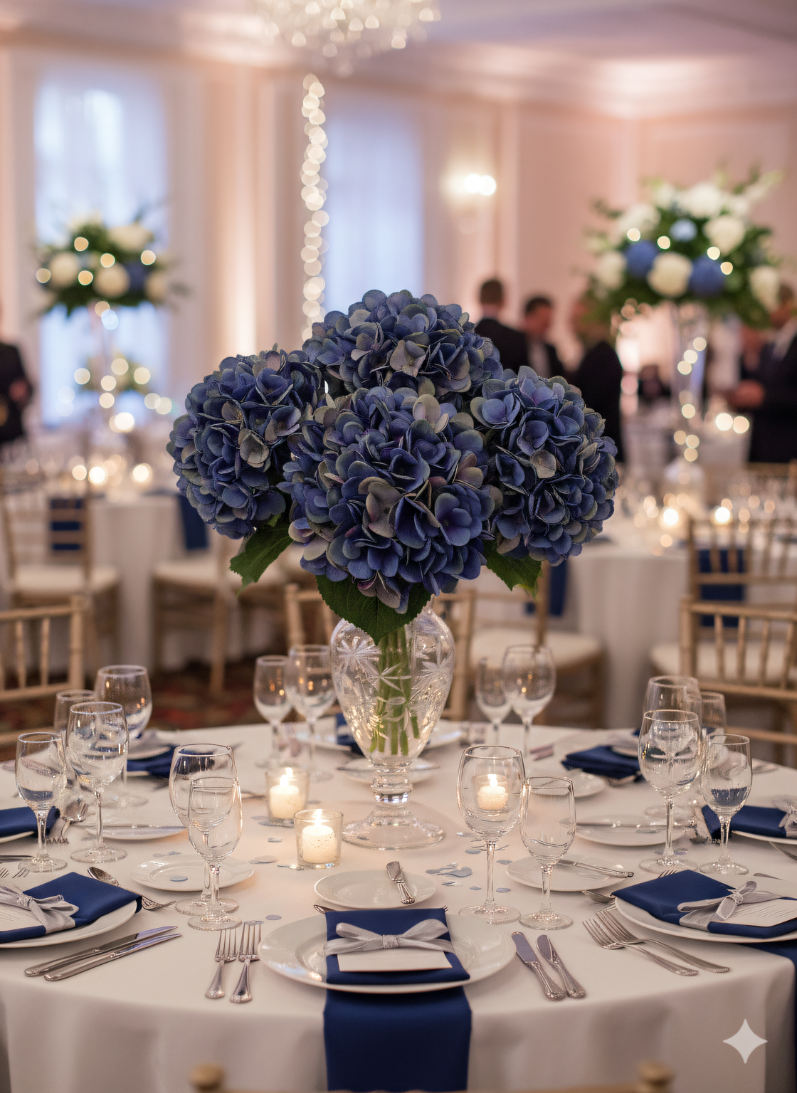 Chic Dark Blue Hydrangea Stems - Set of 12 | 18-Inch Length | Lush 7-Inch Diameter | Perfect for Home Decor, Wedding Bouquets, and Special Occasion Centerpieces, Floral Home by Artificial Flowers