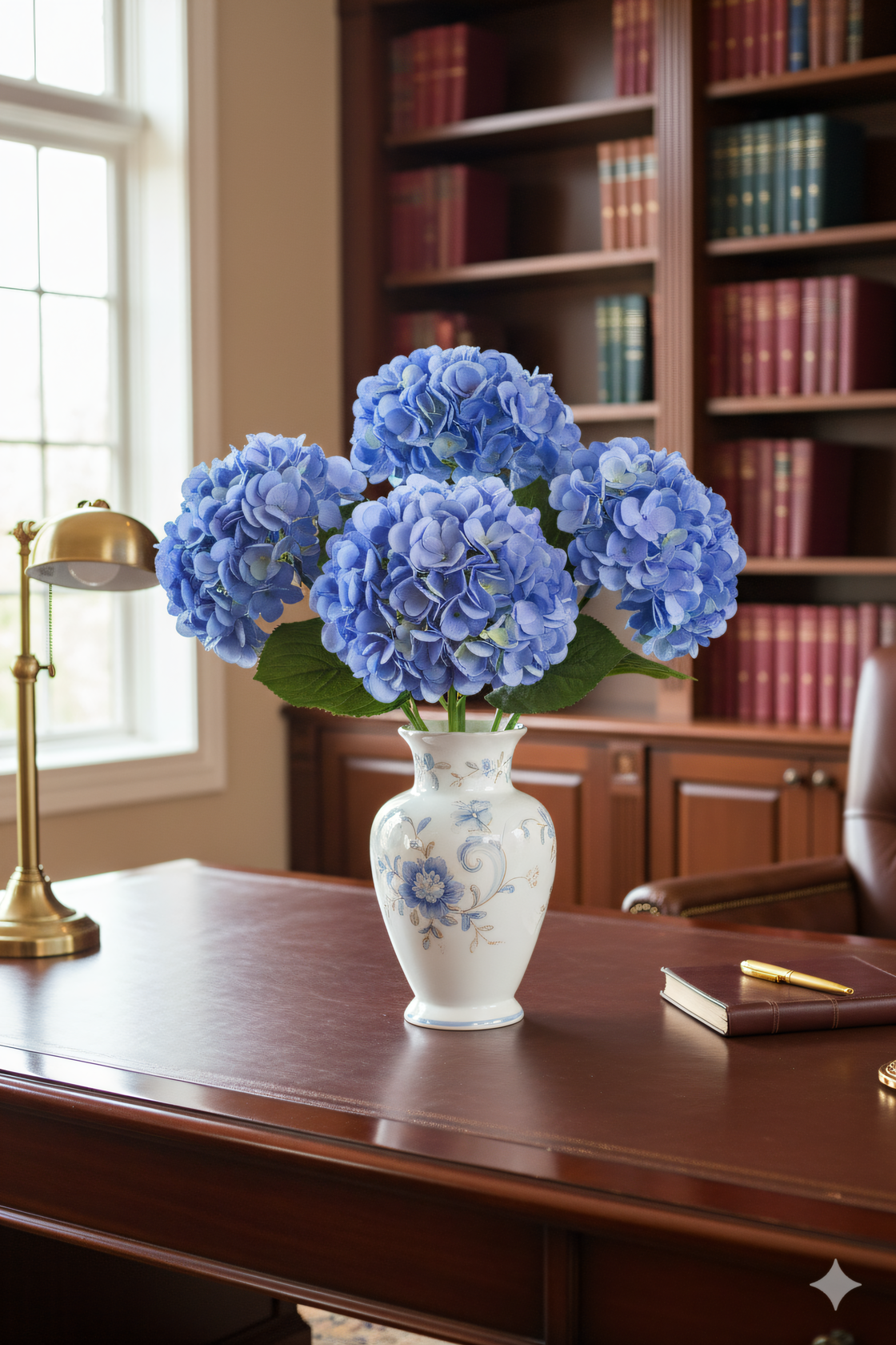 18" Median Blue Hydrangea Stem with 7" Bloom β Realistic Artificial Silk Flower for Home, Wedding & Event Decoration