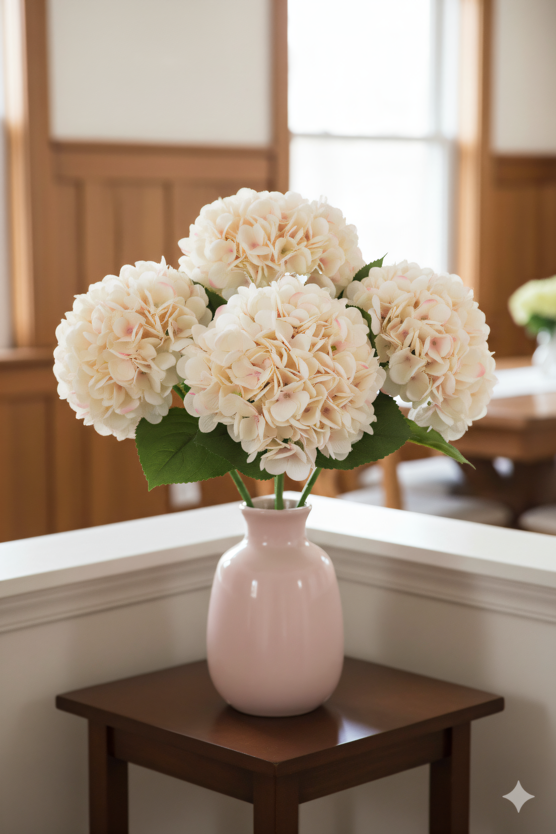 18" Pink Blush Hydrangea Stem with 7" Bloom – Artificial Silk Flower for Wedding, Home & Event Decoration