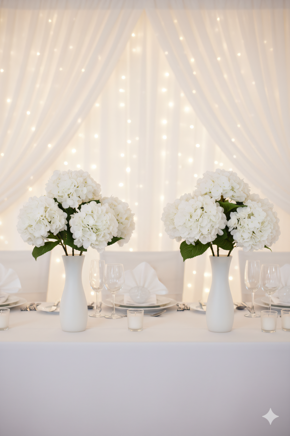 17.75" Artificial Hydrangea Stem with 8" White Bloom – Realistic Faux Flower for Home, Wedding, and Event Décor - 3 PACK