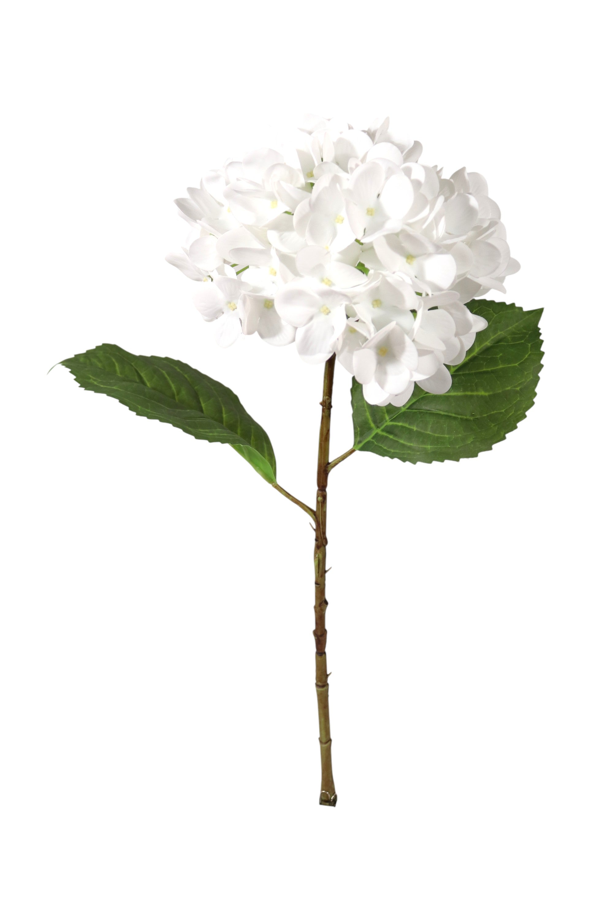 17.75" Artificial Hydrangea Stem with 8" White Bloom – Realistic Faux Flower for Home, Wedding, and Event Décor - 3 PACK