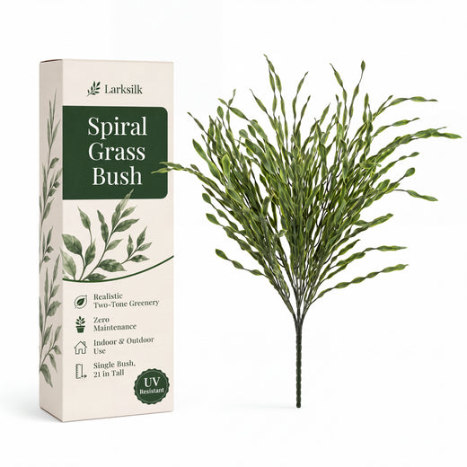 12-Pack 21" Green Spiral Grass Bush Artificial Silk Indoor Outdoor Decor