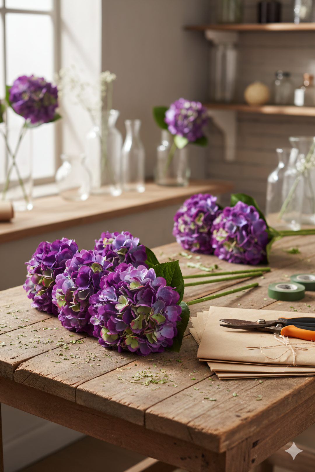 18-Inch Luxurious Purple Hydrangea Stem Set (12 Pcs) - Stunning 7-Inch Blooms - Perfect for Home Decor, Wedding Bouquets & Special Event Floral Centerpieces, Floral Home by Artificial Flowers