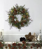 Christmas Wreath 24" Artificial Pine Natural Moss Cones Wreaths ArtificialFlowers
