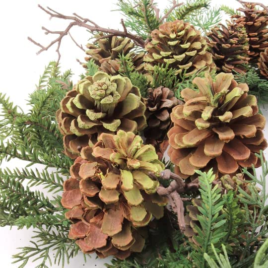 Christmas Wreath 24" Artificial Pine Natural Moss Cones Wreaths ArtificialFlowers