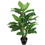 Silk Dieffenbachia Plant 36” in Pot Silk Green White Artificial House Plant 24 Realistic Leaves