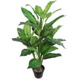 Silk Dieffenbachia Plant 36” in Pot Silk Green Artificial House Plant 24 Realistic Leaves