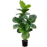 Silk Fiddle Leaf Ficus Tree 30 Leaves House Plant in Black Pot 40
