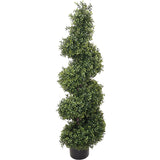 Charming 4' Boxwood Spiral Topiary - UV-Resistant Artificial Indoor/Outdoor Greenery - Lifelike & Maintenance-Free Faux Floral Decor