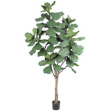 Silk Fiddle Leaf Fig Tree, 89 Leaves House Plant in Black Pot 7'