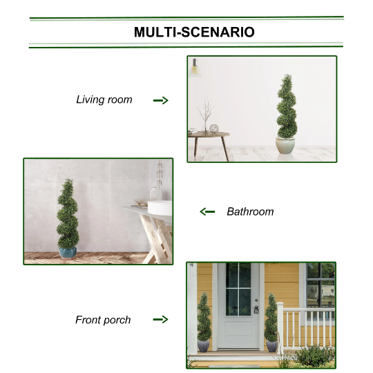 Artificial Artificial Boxwood Spiral Topiary Indoor Outdoor- 4' artificial boxwood artificialflowersdotcom