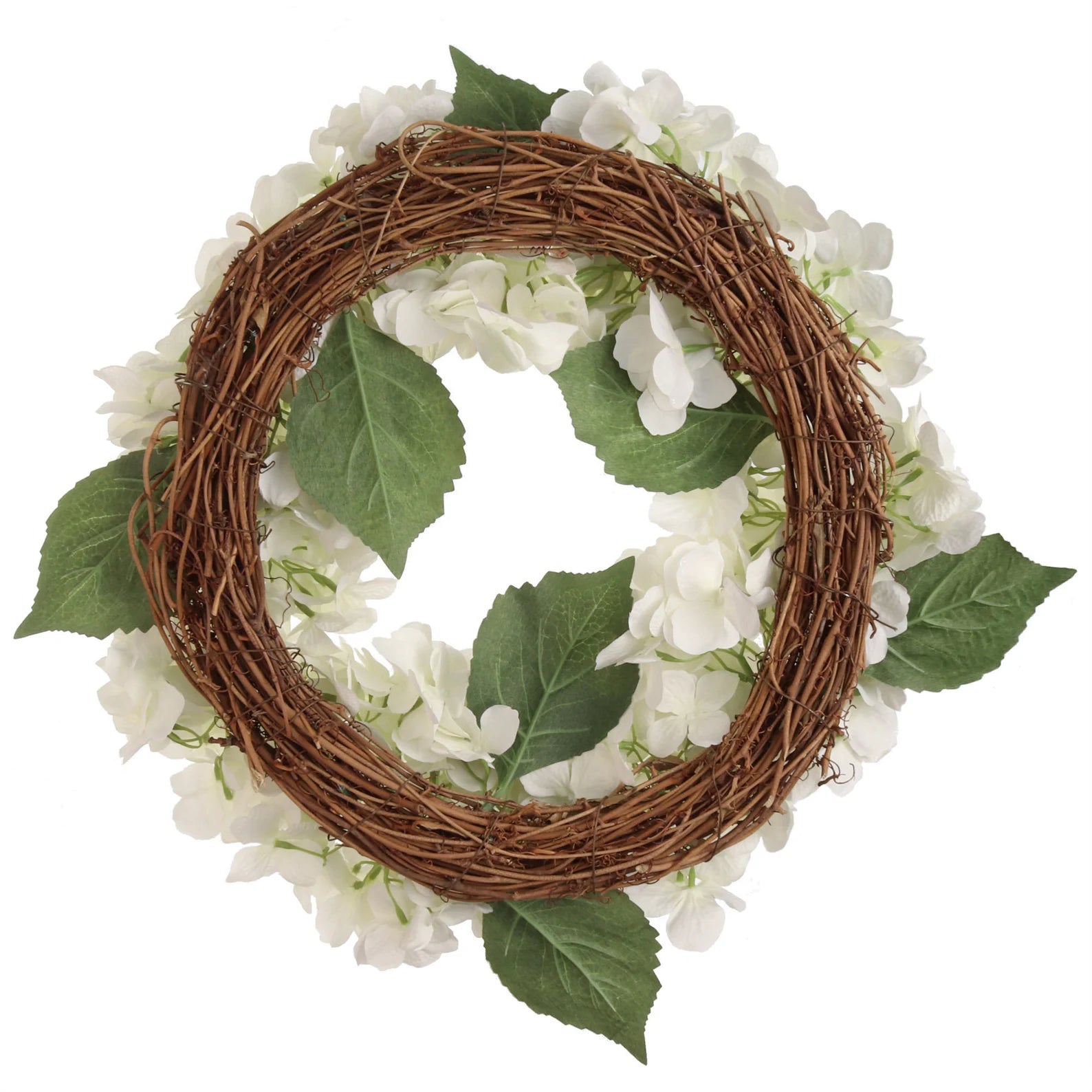 Artificial White Hydrangea Wreath - 18" Hydrangea Wreath ArtificialFlowers