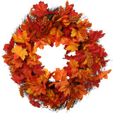 Glorious Fall Display: 18-Inch Vibrant Orange Maple Leaf Wreath - Ideal for Autumn Home Decoratio