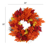 18" Artificial Fall Maple Leaf with Grapevine Base  ArtificialFlowers   