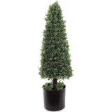 UV-Resistant Boxwood Cone Topiary Tree in Black Pot for Indoor/Outdoor Use - 30