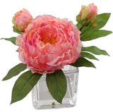 Artificial Glass Vase Pink Peony Arrangement-  4