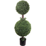 UV-Resistant Double Ball Boxwood Topiary Tree in Black Pot for Indoor/Outdoor Use - 25