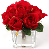 Real Touch Red Velvet Silk Rose Bouquet - 10