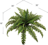 Boston Fern Artificial Plants, UV Resistant, Indoor or Outdoor Plant, Hanging Basket or Planter, 33" Inch Diameter 35 Fronds