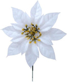7" Christmas White Poinsettia Heads - 2 Pieces | Elegant Silk Floral Accents for Wreaths, Garlands, Centerpieces, and Holiday Decorations