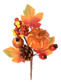 Whimsical Set of 12 Pumpkin Pine Cone Berry Picks - Festive Autumn Décor with Charming Harvest Accents for Crafts, Wreaths, and Centerpieces, Floral Home by Artificial Flowers