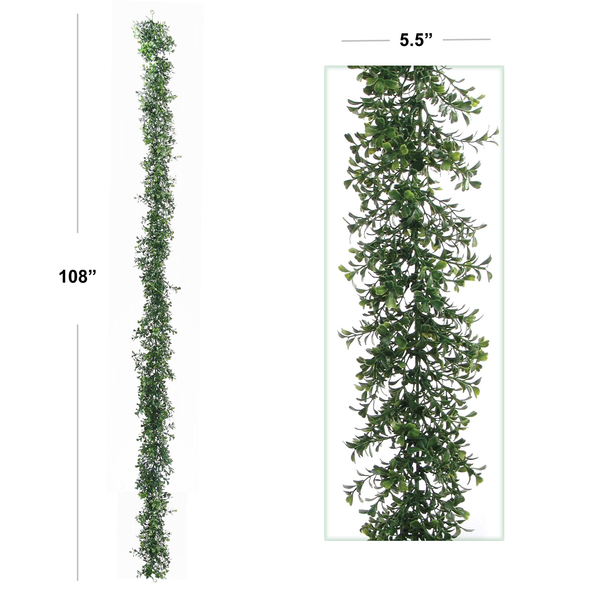 Lush 9' Boxwood Garland - Set of 6 - 760 Tips for Fullness - Ideal for Christmas Decor & Year-Round Greenery - Artificial & Realistic
