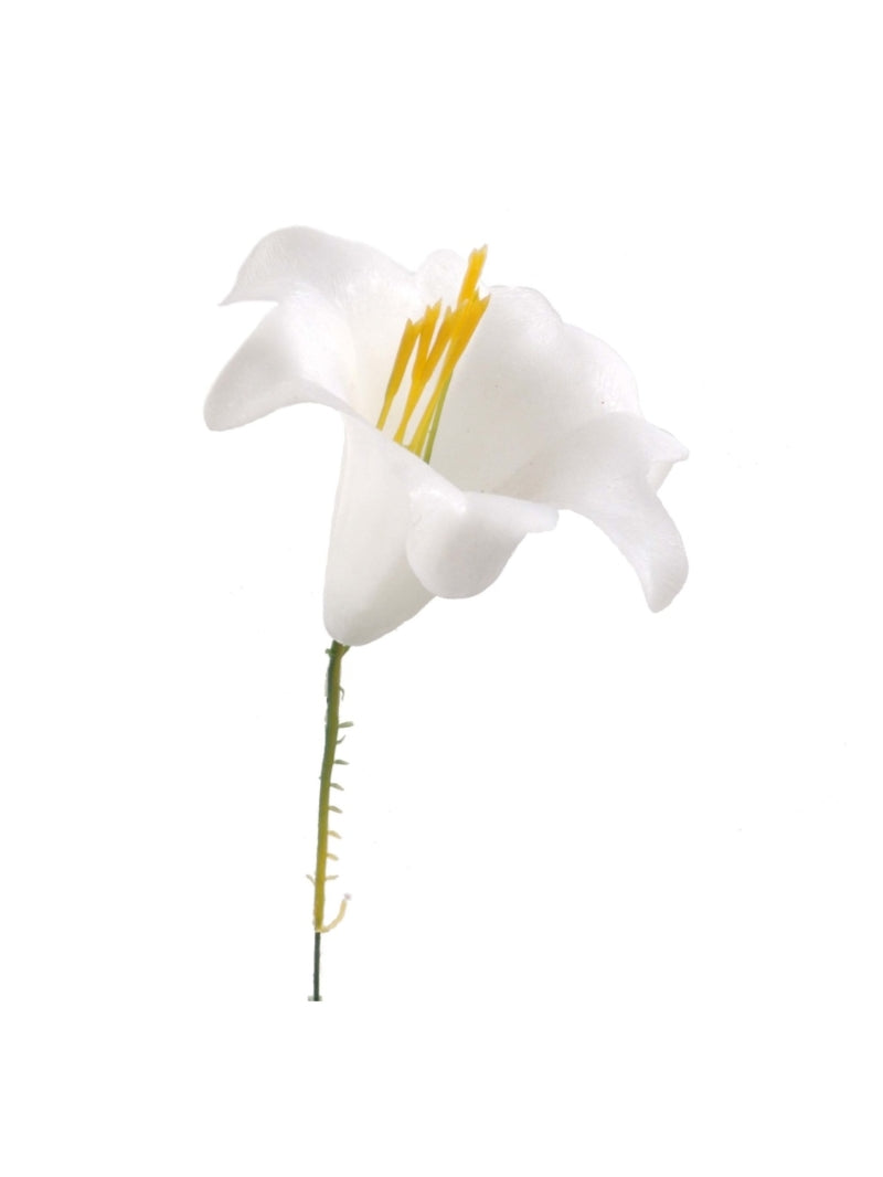 Delicate 5-Inch White Plastic Easter Lily Picks - Set of 20 | Ideal for Easter Decorations, Floral Arrangements, and Crafts