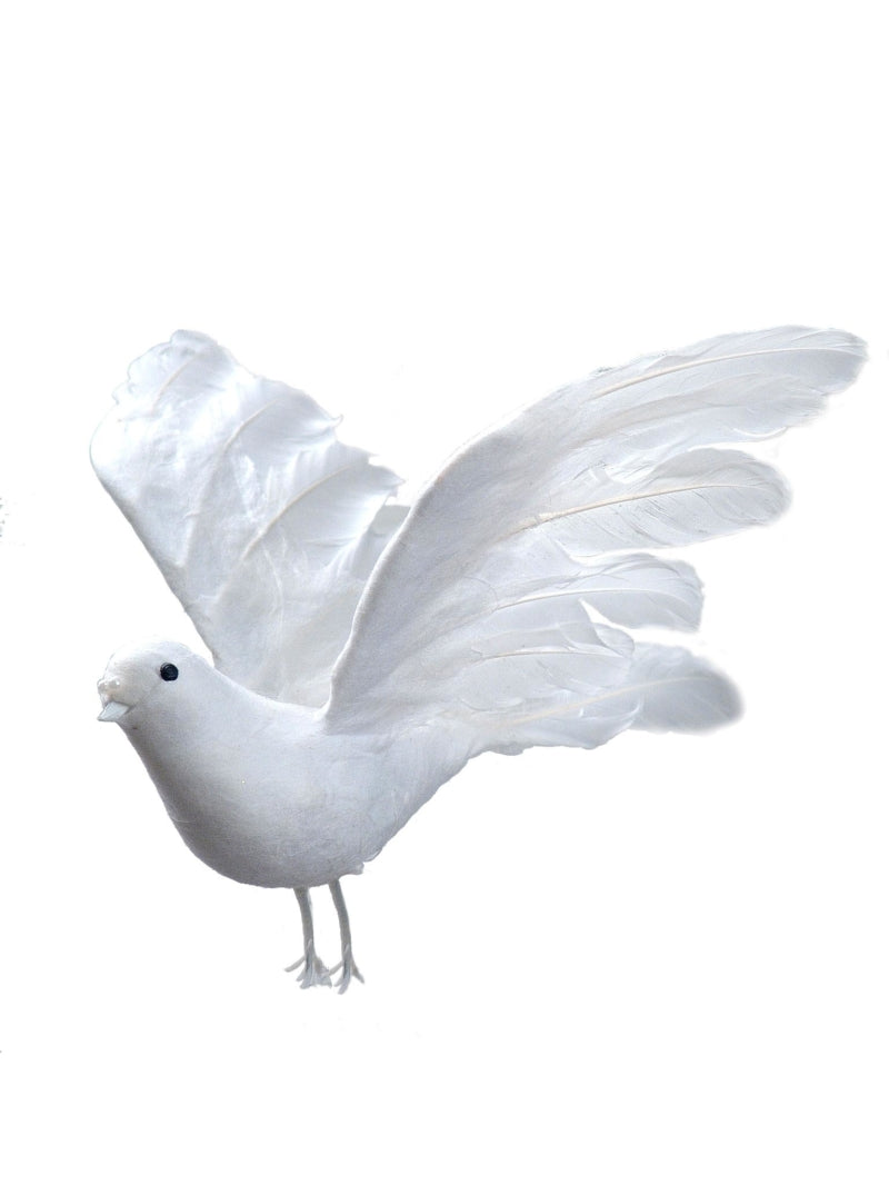 Graceful 10" Feather Dove - Set of 12 Pieces - White Peaceful Bird Decoration for Crafts, Wedding, Christmas, and Home Décor