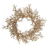 Set of 2: Artificial Iced Gold Twig Wreath | 22" Wide | Holiday Accents | Indoor/Outdoor Use | Winter | Home & Office Decor