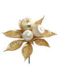 24-Inch Glitter Poinsettia Picks – Sparkling Holiday Floral Accents with Ornament Balls for Christmas Trees, Wreaths & Garlands (Multi-Pack Options)
