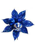 24-Inch Glitter Poinsettia Picks – Sparkling Holiday Floral Accents with Ornament Balls for Christmas Trees, Wreaths & Garlands (Multi-Pack Options)