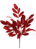 Floral Home by Artificial Flowers Glitter Magnolia Leaf Sprays, 20-Inch Snow-Frosted Finish, Christmas Decor, Ideal for Wreaths, Trees, and Holiday Arrangements