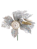 Silver Glitter Bird Box Picks, Christmas Tree Ornaments
