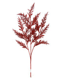 Floral Home by Artificial Flowers 22" Red Glitter Cedar Spray, Pack of 48, Sparkling Decorative Foliage, Christmas Crafts & Event Decor, Festive Holiday Embellishments