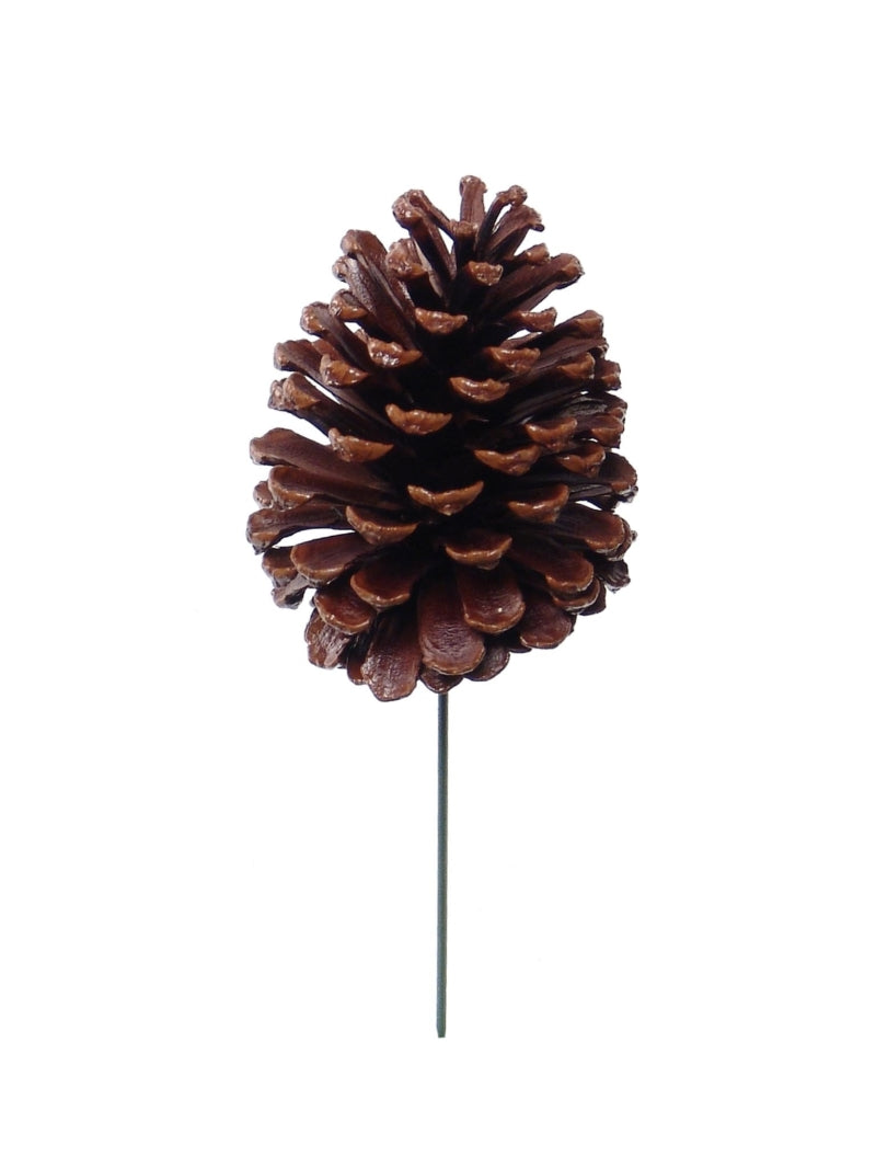 Pack of 36 Lacquered Pine Cone Picks - 4-Inch Size - Decorative Holiday Picks for Christmas Decorations, Crafts, and Floral Arrangements - Natural Pinecones with Glossy Finish