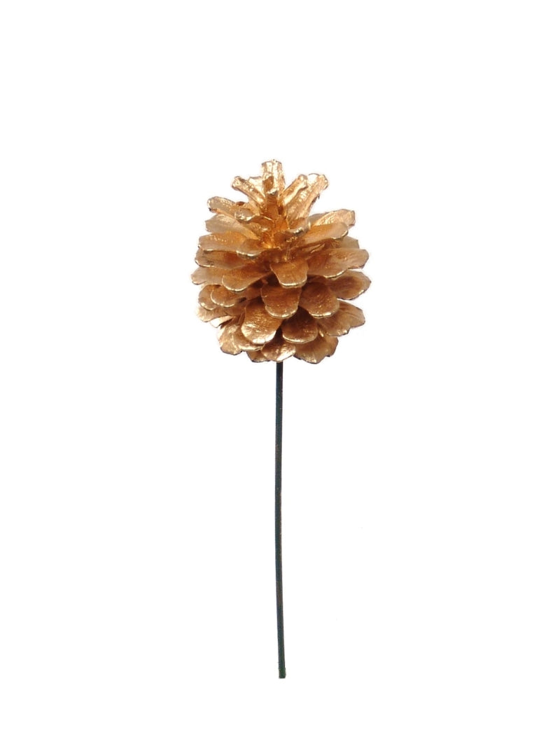 2.5-Inch Gold Pine Cone Picks - Set of 144 Pieces - Decorative Floral Picks with Natural Pine Cones - Ideal for Crafts, Floral Arrangements, and Holiday Decorations