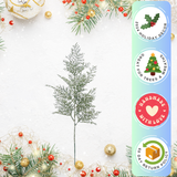 Floral Home by Artificial Flowers 72-Pack Frosted Glitter Cedar Pine Sprays, 18-Inch, Holiday Foliage, Christmas & Winter-Themed Crafting Supplies