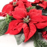 22" Velvet Poinsettia Wreath with Lifelike Red Berries, 2-Pack for Festive Christmas Decor - Perfect for Holiday Displays and Centerpieces