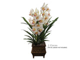 Elegant 30" Lifelike White Cymbidium Orchid - Silk Floral Centerpiece for Home and Event Decor, Floral Home by Artificial Flowers