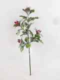 16" Iced Holly Berry Spray – Frosted Holiday Greenery for Christmas Décor