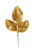 17" Gold Glittered Magnolia Leaf Spray - Pack of 72 - Sparkling Decorative Foliage for Crafts and Events
