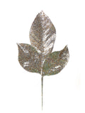 17" Gold & Silver Glittered Magnolia Leaf Spray - Pack of 72 - Sparkling Decorative Foliage for Crafts and Events