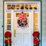 Floral Home by Artificial Flowers 20" Evergreen Wreath - Lifelike Greenery with Christmas Bow, Perfect for Front Door, Wall & Mantel Décor - Holiday & Winter Accent